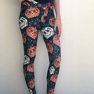 Sugar Skull Pumpkin Leggings